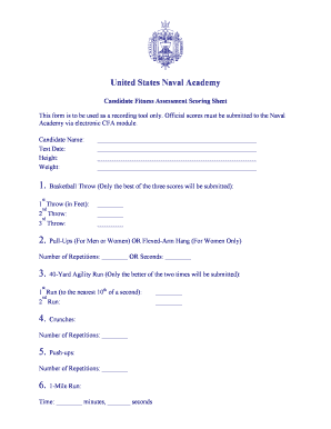 Usna Cfa Score Sheet  Form