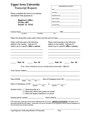 Uiu Transcript Request  Form