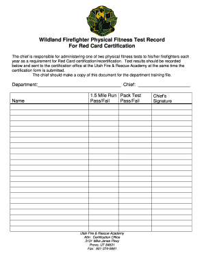 Wildland Red Card Template  Form
