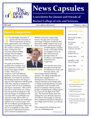 Newsletter Format Example the University of Akron Uakron