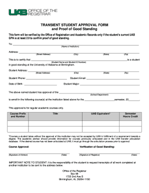 Uab Transient Student Form