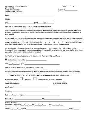 DEFERMENT APPLICATION PART 1 to BE COMPLETED by Form