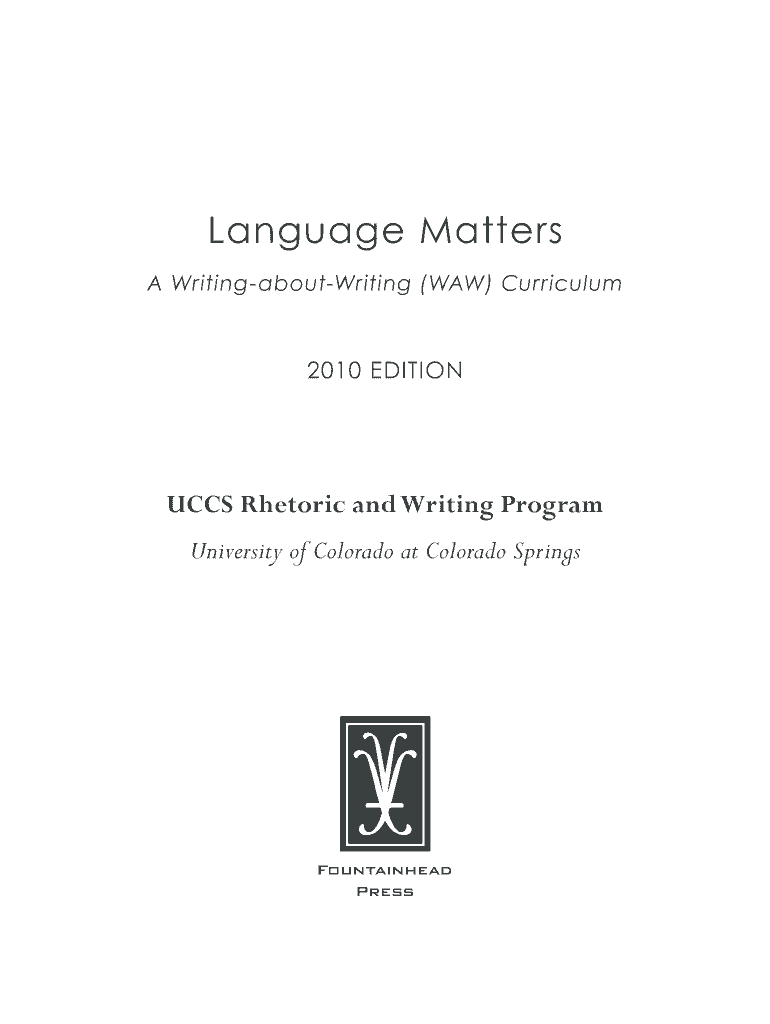 Language Matters Uccs University of Colorado Colorado Springs  Form