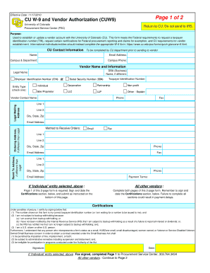 Get and Sign Form CUW9 111710 XLS University of Colorado Denver Ucdenver 2010-2022