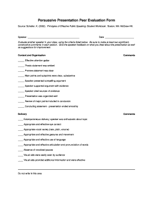 Peer Evaluation Form for Presentation