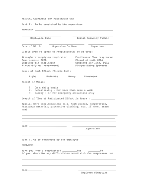 Respirator Medical Clearance Approval Form