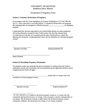 Pregnancy Declaration Form