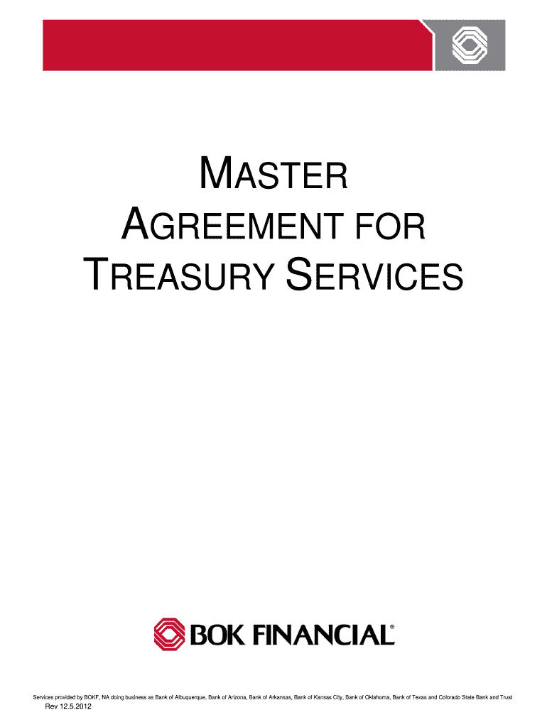  Master Agreement for Treasury Services University of Houston Uh 2012-2024