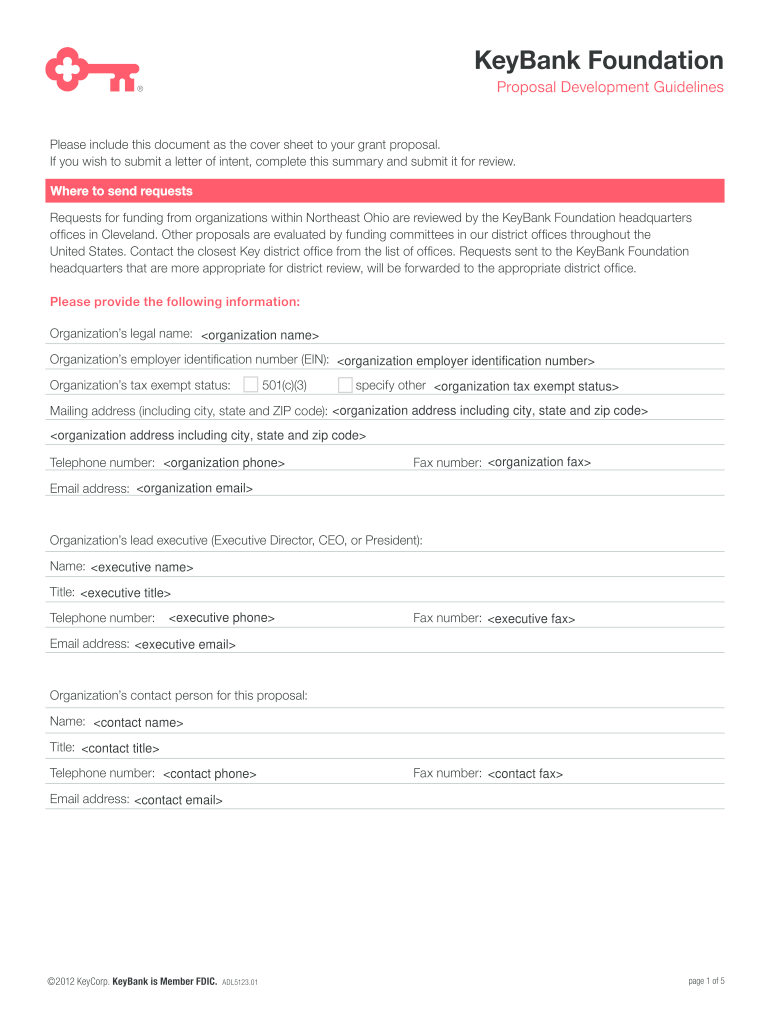 Grant Proposal Guidelines and Cover  Key Bank  Form
