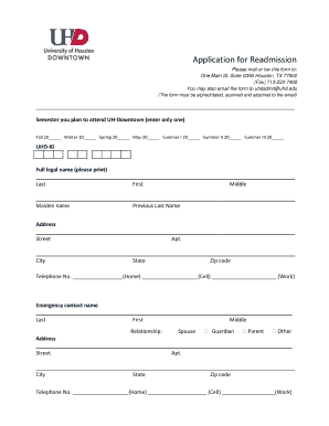 Printable Application for the University of Houston Form