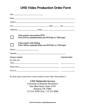 Production Order Form