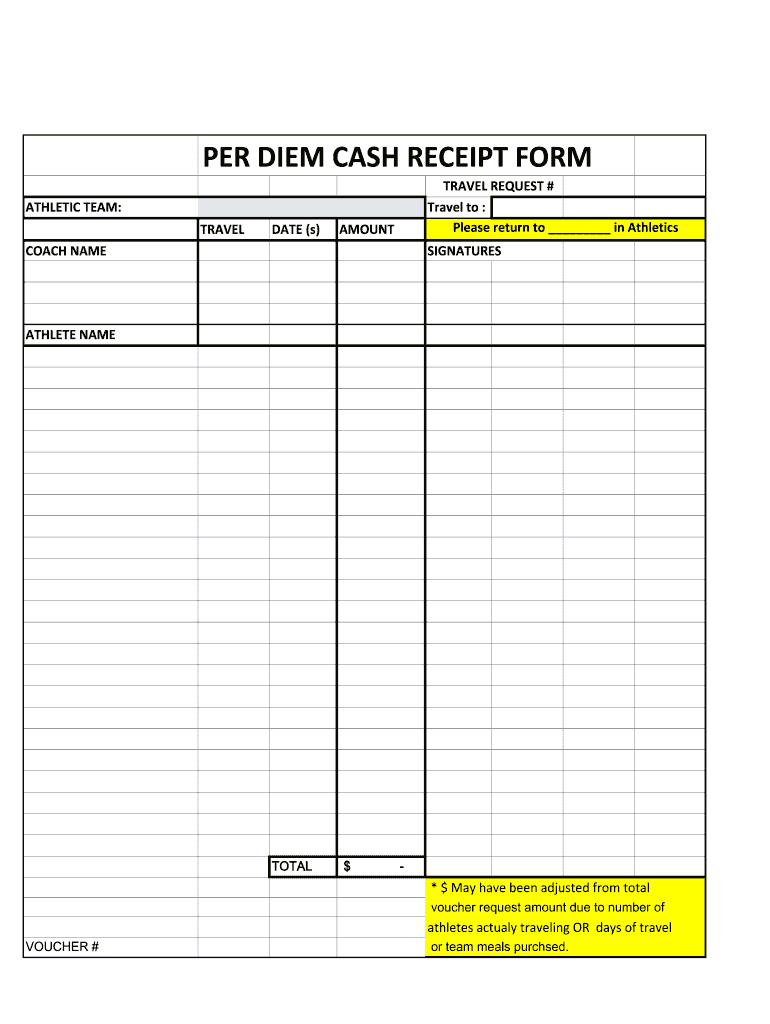 Per Diem Sign Out Sheet  Form