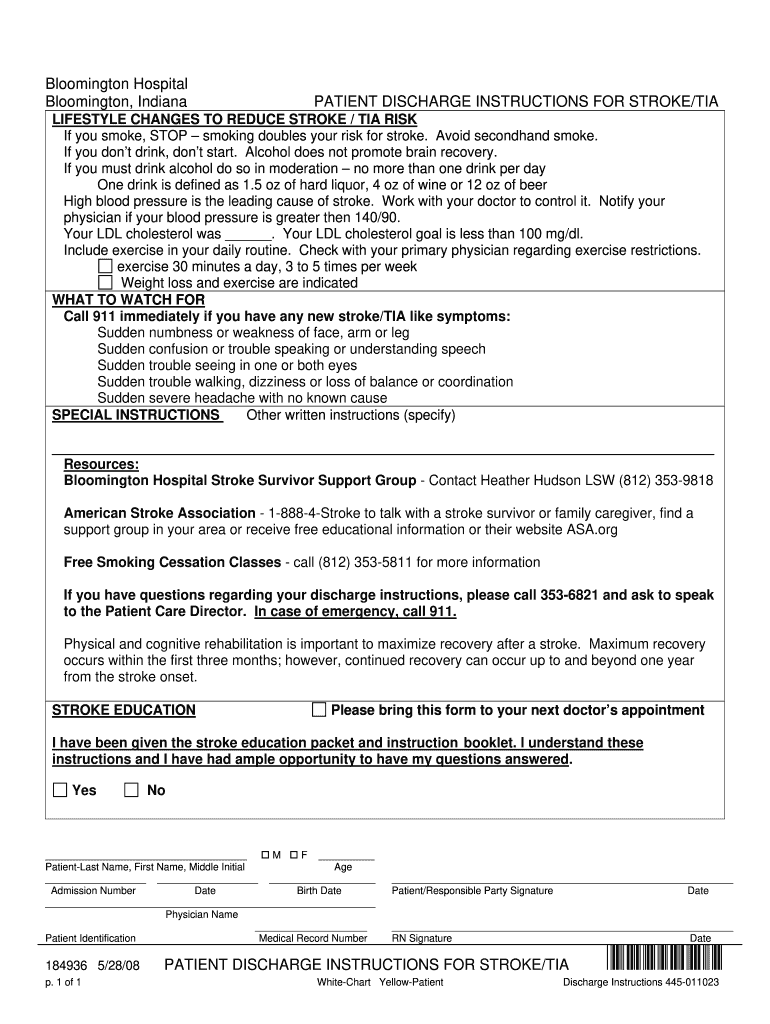 Discharge Instructions Template 20082024 Form Fill Out and Sign