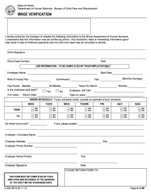 Wage Verification Form