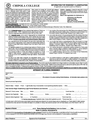 Chipola College Residency Form