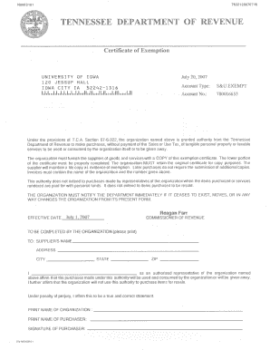  Tax Exempt Form Tn 2007