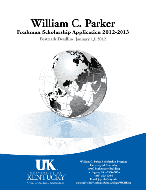 William C Parker Scholarship University of Kentucky  Form