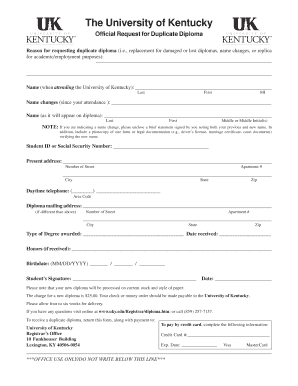 Uky Diploma  Form