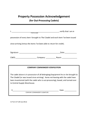 Return of Property Form