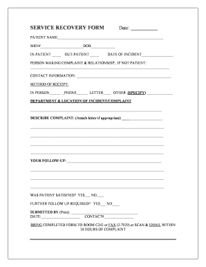 Service Recovery FORM Umdnj