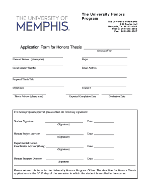 University of Memphis College Application Form