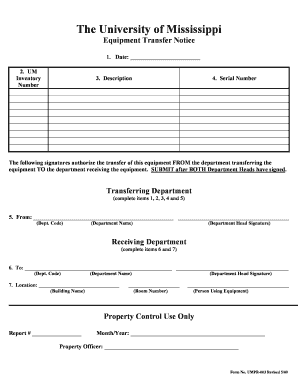 Equipment Transfer Form Template