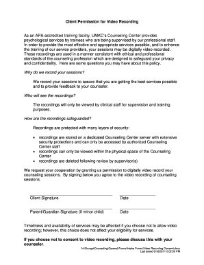 Consent Form for Video Recording