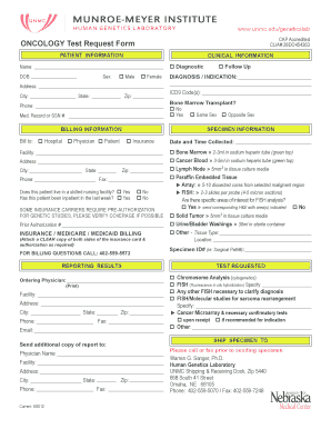 Oncology Test Request Form