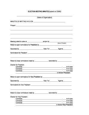 ELECTION MEETING MINUTES Submit on SGMS Name of Organi Hunter Cuny  Form