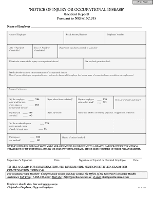  C 1 Notice of Injury or Occupational Disease Incident Report Unr 2005