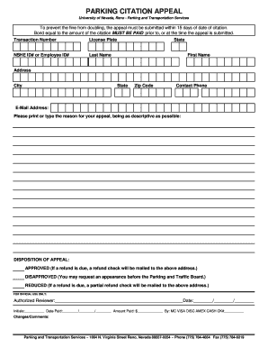 Printable Parking Tickets  Form