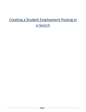 Creating a Student Employment Posting in E Search University of Form