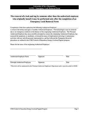 Loto Lock Removal Form