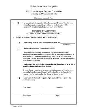 Hepatitis B Declination Form Print Out