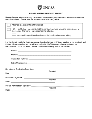Missing Receipt Affidavit Example  Form