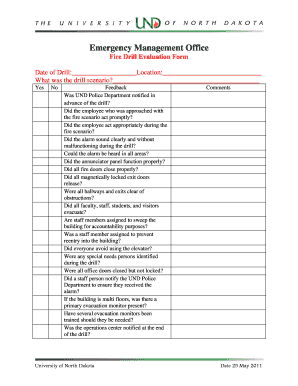 Fire Drill Checklist  Form