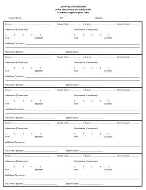 Academic Progress Report Form University of North Florida Unf