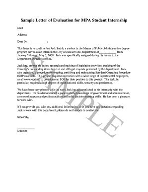 Intern Evaluation Letter Sample  Form