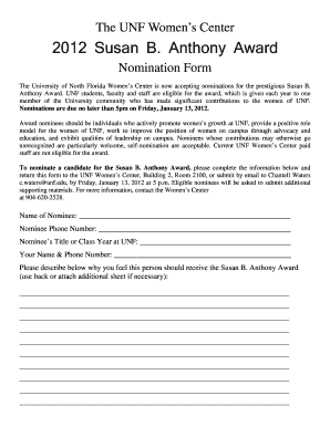  Award Nomination Form Template Word 2012