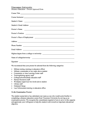 Vincennes Proctor Form