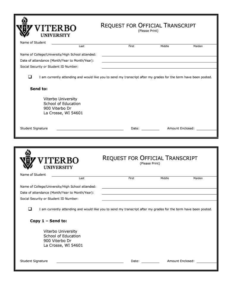 Viterbo Transcripts  Form