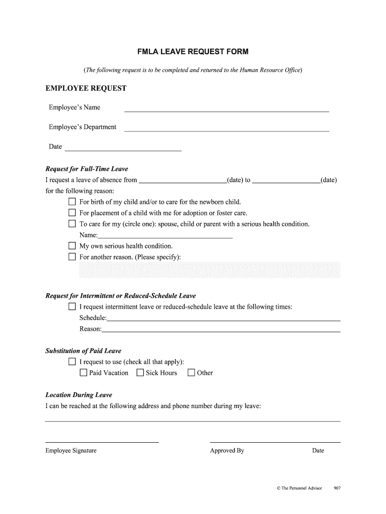 Fmla Request Form