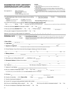 College Application Washington Print Outs  Form