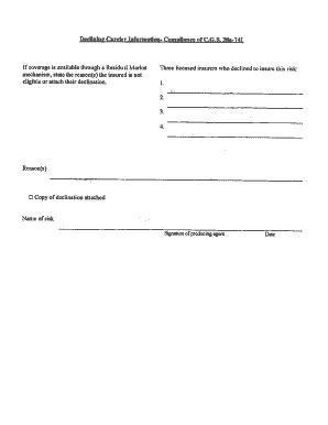 Surplus Lines Declination Form Blank