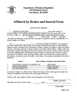 Affidavit by Broker Ri Form