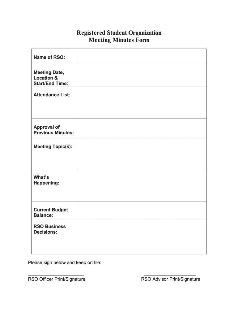 Meeting Minutes Template Form - Fill Out and Sign Printable PDF