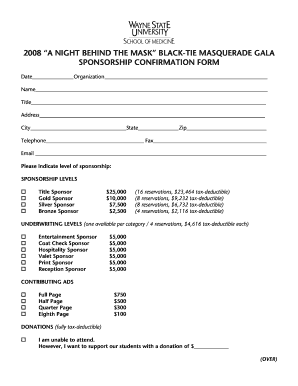 Gala Sponsorship Levels  Form