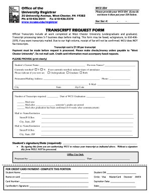 Transcript Request FormPDF West Chester University