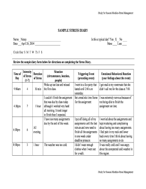 Stress Journal Example  Form