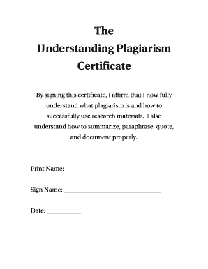 Plagiarism Certificate Format